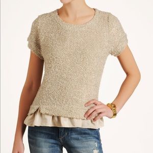 Greylin short-sleeves boucle peplum sweater